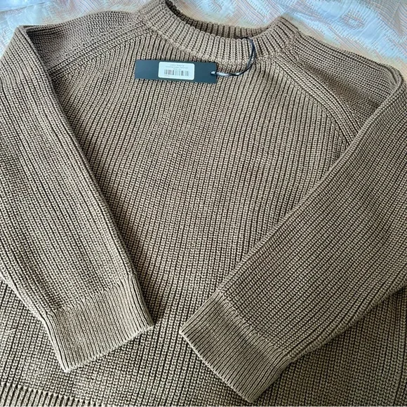 NWT *sold out* Jenni Kayne Oversized Cotton Fisherman sweater Olive moss XXL - Picture 7 of 16